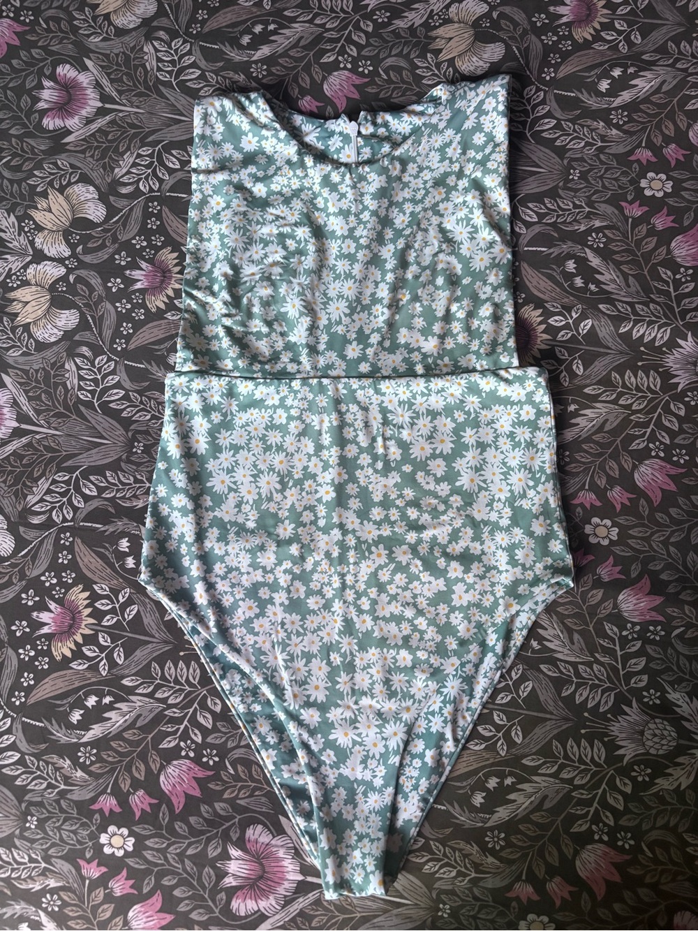 Free People Mint Green Daisy Print One-Piece Swim Bodysuit
